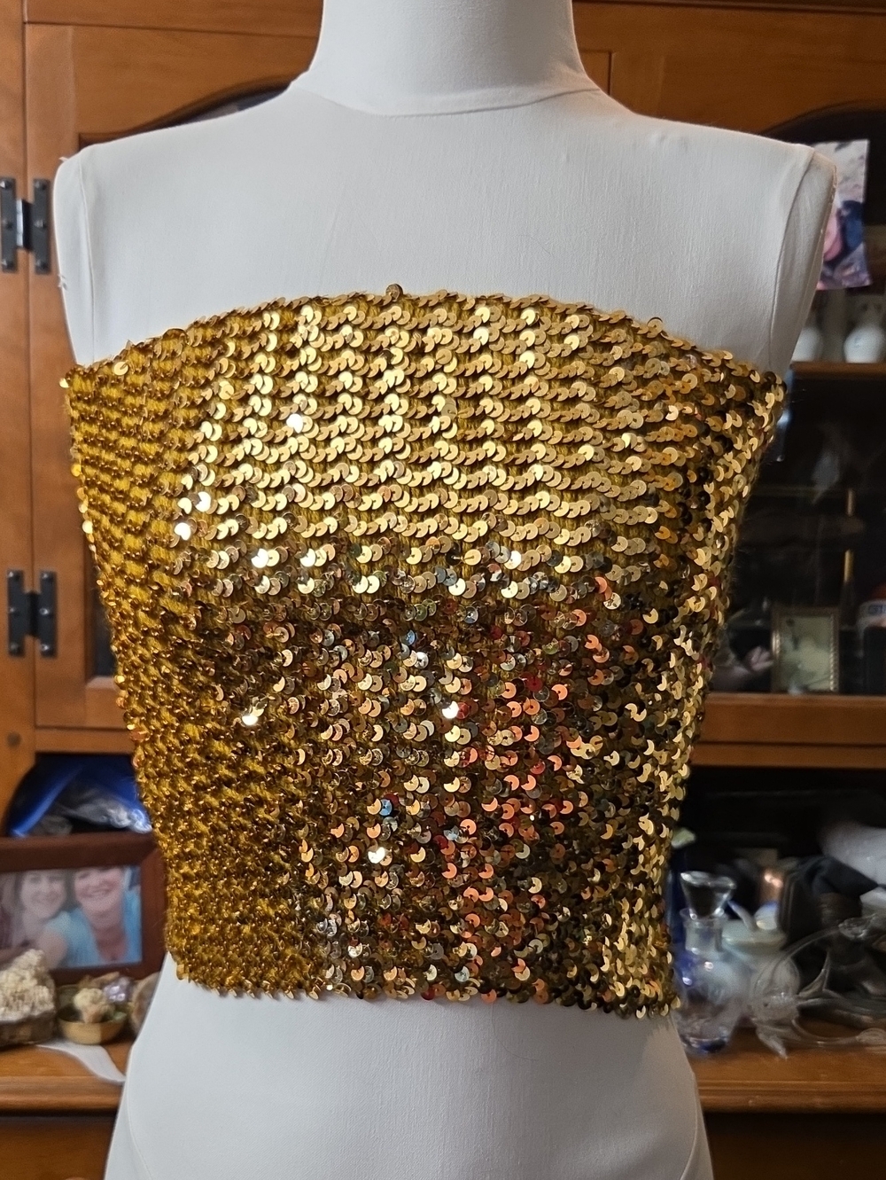 VINTAGE Gold Sequin Tube Top